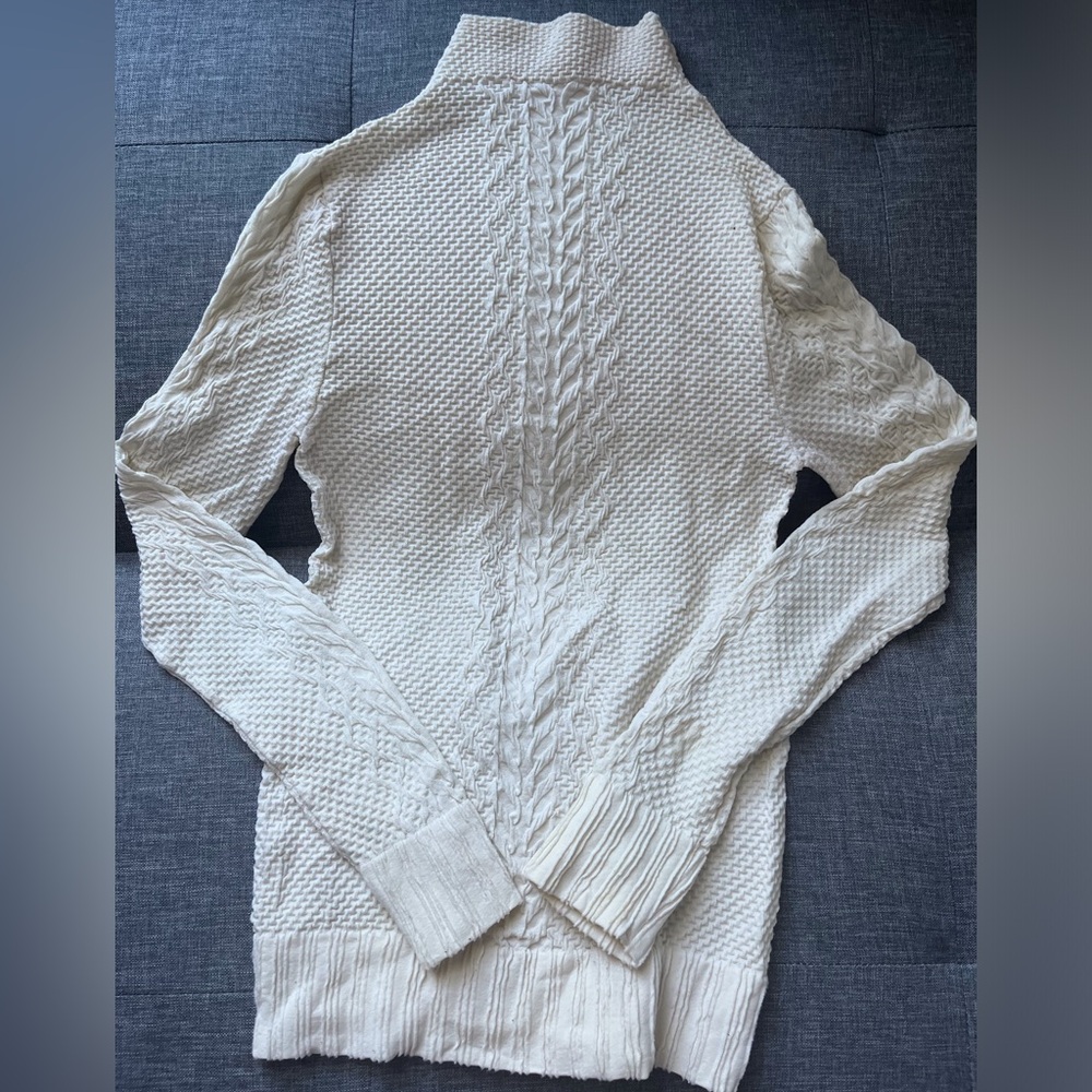 white textured turtle neck
